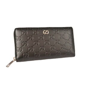 Gucci Zip Around Wallet Guccissima Leather Black Durian GG